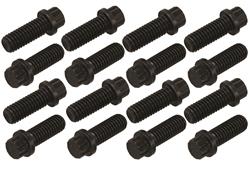 Header Bolts, 3/8 in.-16, 12-Point, Steel, Black Oxide, Chevy, Ford, Set of 16