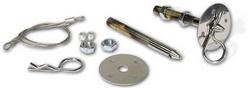 Hood Pin Set, Standard Duty, 7/16" Diameter, Chrome Plated Steel, Pair