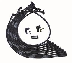 Spark Plug WIres, Ultra, Chevy SB, Over Valve Covers, 90 Degree Plug Boots, HEI, Sleeved, Black, Set