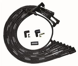 Spark Plug WIres, Ultra, Chevy SB, Under Header, 90 Degree Plug Boots, Non-HEI, Sleeved, Black, Set