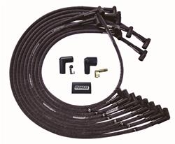 Spark Plug Wires, Ultra, BBC, Under Headers, HEI, 90 Degree Plug Boots, Sleeved, Black, Set