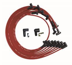 Spark Plug WIres, Ultra, Chevy SB, Under Header, 90 Degree Plug Boots, HEI, Red, Set