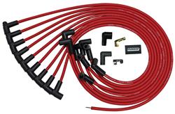 Spark Plug Wires, Ultra, BBC, Under Headers, HEI, 90 Degree Plug Boots, Red, Set