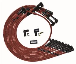 Spark Plug WIres, Ultra, Chevy SB, Under Header, 90 Degree Plug Boots, Non-HEI, Sleeved, Red, Set