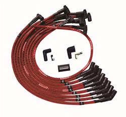 Spark Plug Wires, Ultra, BBC, Over Valve Covers, HEI, 135 Degree Plug Boots, Red, Sleeved, Set