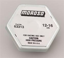 Radiator Cap, Steel, Hexagon, Moroso Logo, 12-16 psi, Each