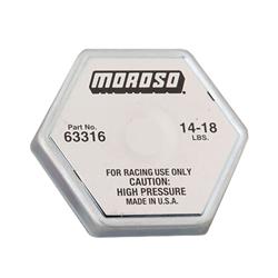 Radiator Cap, Steel, Hexagon, Moroso Logo, 14-18 psi, Each