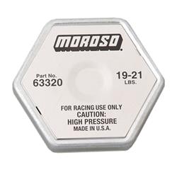 Radiator Cap, Steel, Hexagon, Moroso Logo, 19-21 psi, Each