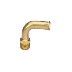 Fitting, Adapter, NPT to Hose Barb, 90 Degree, Brass, Natural, 3/8 in. NPT, 1/2 in. Hose Barb, Each