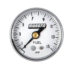 Gauge, Fuel Pressure, 0-15 psi, 1 1/2 in., Analog, Mechanical, White Face, Each