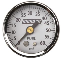 Gauge, Analog, Fuel Pressure, 0-60 psi, 1 1/2 in. Diameter, White Face, Each