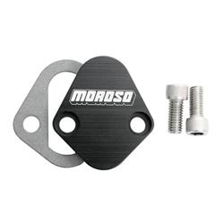 Fuel Pump Block-Off Plate; Incl. Gaskets, Stainless Steel Socket Head Screws; Black Anodized Billet Aluminum