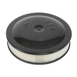 Air Filter Assembly, 14 in. Dia., Round, Aluminum, Black, 3 in. Filter, Dropped Base, 5 1/8 in. Inlet, Each