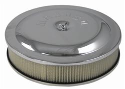 Air Filter Assembly, Raised Base, 14 in. Diameter, Round, Steel, Chrome, 3 in. Paper Element, Each