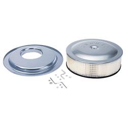 Air Filter Assembly, 14 in. Dia., Round, Steel, Clear, 4 in. Filter, 3/8 in. Drop Base, 5 1/8 in. Inlet, Each