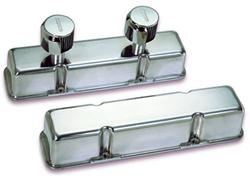 Valve Covers, Tall, Aluminum, Polished, Plain, Chevy, Small Block, Pair