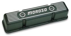 Valve Covers, Tall, Aluminum, Black, Moroso Logo, Chevy, Small Block, Pair