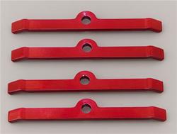 Valve Cover Hold-Down Tabs, Steel, Red Powdercoated, Chevy, Small Block V8/V6, Set of 4