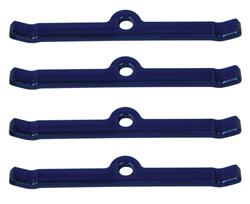 Valve Cover Hold-Down Tabs, Steel, Blue Powdercoated, Chevy, Small Block/90 V6, Set of 4