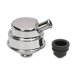 Valve Cover Breather, Push-In, Round, Steel, Chrome, Plain, Each