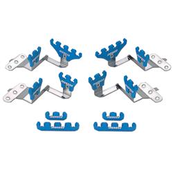 Ignition Wire Loom/Separator, Centerbolt, Steel/Polymer, Chrome/Blue, 7-9mm, Chevy, Small Block, Kit