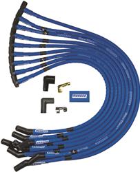 Spark Plug Wire Sets, Blue Max Spiral Core Race Wire Sets, Assembled, Male/HEI, Spiral Core, Blue Sleeved Wires, 8.00mm Diameter, Ford, V8, Set