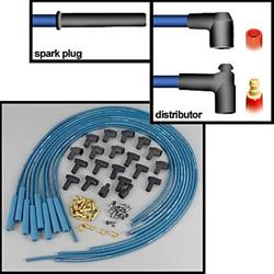 Spark Plug Wires, Blue Max, 8mm, Blue, Straight Boots, Universal, V8, Set