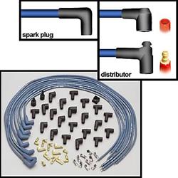 Spark Plug Wires, Blue Max, Spiral Core, 8mm, Blue, 90 Degree Boots, Universal, V8, Set