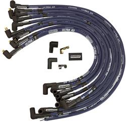 Spark Plug Wires, Ultra 40, Spiral Core, 8.65mm, Blue, 90 Degree Boots, GM/Studebaker, V8, Set