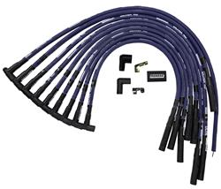 Spark Plug Wires, Ultra 40, Spiral Core, 8.65mm, Blue, Straight Boots, Chevy, GMC, 454, V8, Set