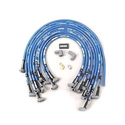 Spark Plug Wires, Ultra 40, Spiral Core, 8.65mm, Blue, 90 Degree Boots, Under Header, BBC, HEI, V8, Set