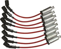 Spark Plug Wires, Ultra 40, Spiral Core, 8.65mm, Red, 180 Degree Boots, Chevy, Pontiac, 5.7L, Set