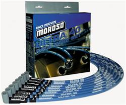 Spark Plug Wires, Ultra 40, Spiral Core, 8.65mm, Blue, Straight Boots, Universal, L8/V8, Set