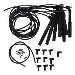 Spark Plug Wires, Ultra 40, Spiral Core, 8.65mm, Black, 9 in. Hemi Boots, Universal V8, AJPE, BAE, MBE, Noonan Heads, Single Mag, Set