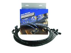 Spark Plug Wires, Ultra 40 Race, Spiral Core, 7mm, Black, Straight Boots, Universal, Coil-on Plug, LS, V8, Set