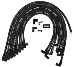 Spark Plug Wire Sets, Ultra 40 Race Ignition Wires, Assembled, Male/HEI, Spiral Core, Black, Fits GM HEI Crab-style Cap Only, Chevrolet, GMC, V8, Set