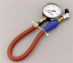 Tire Pressure Gauge, Analog, 2 5/8 in. Diameter, 0-15 psi, 15 1/2 in. Hose, Bleed Valve, Each