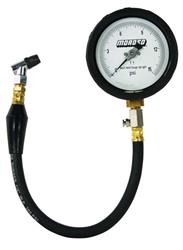 Tire Pressure Gauge, Analog, 4 in. Diameter, 0-15 psi, 15 1/2 in. Hose, Bleed Valve, Storage Case, Each