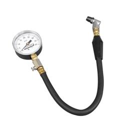 Tire Pressure Gauge; 2 5/8 in. dia. Face; .5 in. Icrements; 15.5 in. Hose w/Finger Operated Air-Bleed; 0-40 ps