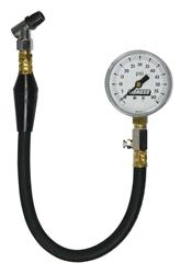 Tire Pressure Gauge, Analog, 2 5/8 in. Diameter, 0-60 psi, 15 1/2 in. Hose, Bleed Valve, Each