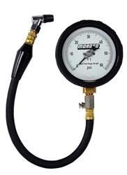 Tire Pressure Gauge, Analog, 4 in. Diameter, 0-60 psi, 15 1/2 in. Hose, Bleed Valve, Storage Case, Kit