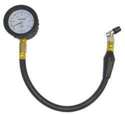 Tire Pressure Gauge, Analog, 2 1/4 in. Diameter, 0-60 psi, 16 in. Hose, Bleed Valve, Each