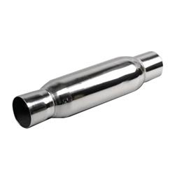 Muffler, Spiral Flow, Stainless Steel, Polished, 3.0 in. Inlet/Outlet, 16 in. Length, 4 in. Diameter, Each