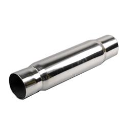 Muffler, Spiral Flow, Stainless Steel, Polished, 3 1/2 in. Inlet/Outlet, 16 in. Length, 4 in. Diameter, Each