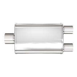 Muffler, XL 3 Chamber, 3.00 in. Inlet/Dual 2.50 in. Outlet, Stainless Steel, Natural, Each