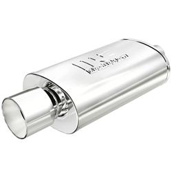 Muffler with Tip, 2.25 in. Inlet/4.00 in. Outlet, Stainless Steel, Natural, Each