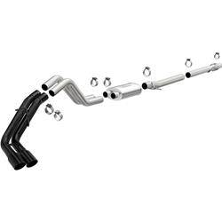 Exhaust System, Street Series, Cat-Back, Single In/Dual Out, 409 Stainless Steel, Natural, Passenger Side Exit, Black Tips, Ford, 2.3L, Kit