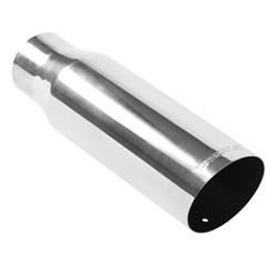 Exhaust Tip, Stainless Steel, Polished, Slant, Non-Rolled Edge, 3 in. Inlet, 3.5 in. Outlet, 12 in. Long, Each