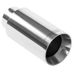 Exhaust Tip, Stainless Steel, Polished, Straight/Rolled Edge, 2.25 in. Inlet, 3 in. Outlet, 7.5 in. Long, Each