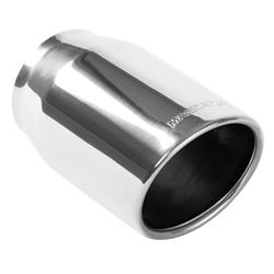 Exhaust Tip, Stainless Steel, Polished, Slant/Rolled Edge, 4 in. Inlet, 5 in. Outlet, 8 in. Long, Each